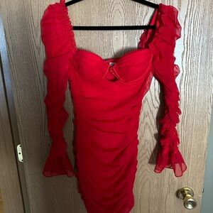 Oh Polly, Red Long sleeved mini dress.